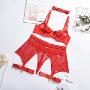 4-Pieces Set Women Transparent Sexy Underwear