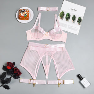 4-Pieces Set Women Transparent Sexy Underwear